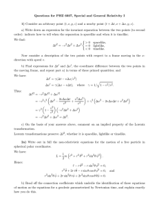 Questions for PHZ 6607, Special and General Relativity I