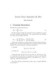 Lecture Notes, September 30, 2014 1 Covariant Derivatives Elisa Todarello