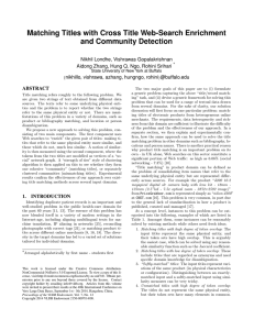 Matching Titles with Cross Title Web-Search Enrichment and Community Detection