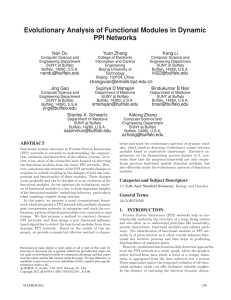 Evolutionary Analysis of Functional Modules in Dynamic PPI Networks Nan Du Yuan Zhang