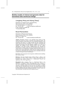 BioStar biomedical data warehouse design Liangjiang Wang and Aidong Zhang*