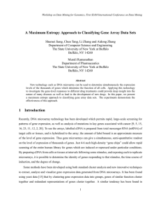 A Maximum Entropy Approach to Classifying Gene Array Data Sets