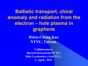 Ballistic transport, chiral anomaly and radiation from the electron hole plasma in
