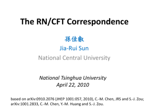 The RN/CFT Correspondence 孫佳叡 Jia-Rui Sun National Central University