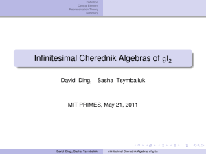 Infinitesimal Cherednik Algebras of gl 2 David Ding, Sasha Tsymbaliuk