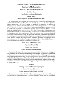 2012 PRIMES Conference abstracts Section I: Mathematics Session 1. Discrete Mathematics I