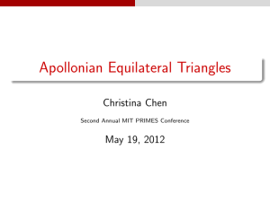 Apollonian Equilateral Triangles Christina Chen May 19, 2012 Second Annual MIT PRIMES Conference