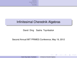 Infinitesimal Cherednik Algebras David Ding Sasha Tsymbaliuk