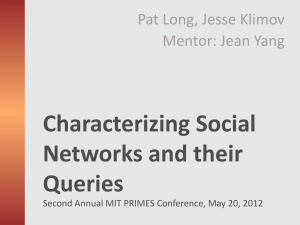Characterizing Social Networks and their Queries Pat Long, Jesse Klimov