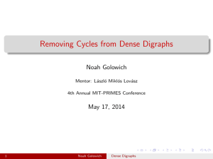 Removing Cycles from Dense Digraphs Noah Golowich May 17, 2014 Mentor: L´