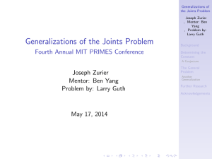 Generalizations of the Joints Problem Fourth Annual MIT PRIMES Conference Joseph Zurier