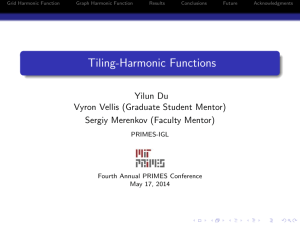 Tiling-Harmonic Functions Yilun Du Vyron Vellis (Graduate Student Mentor) Sergiy Merenkov (Faculty Mentor)