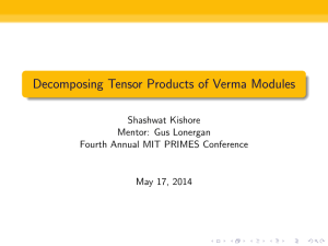 Decomposing Tensor Products of Verma Modules Shashwat Kishore Mentor: Gus Lonergan