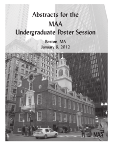 Abstracts for the MAA Undergraduate Poster Session Boston, MA