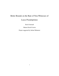 Better Bounds on the Rate of Non-Witnesses of Lucas Pseudoprimes David Amirault