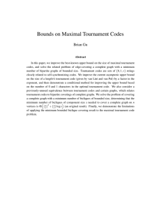 Bounds on Maximal Tournament Codes Brian Gu