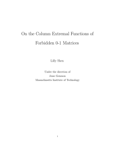 On the Column Extremal Functions of Forbidden 0-1 Matrices Lilly Shen