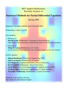 Numerical Methods for Partial Differential Equations  MIT Applied Mathematics Biweekly Seminar on