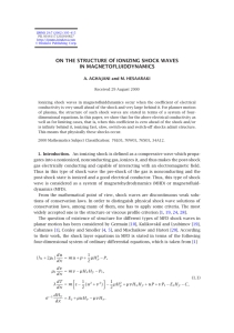 ON THE STRUCTURE Of IONIZING SHOCK WAVES IN MAGNETOFLUIDDYNAMICS