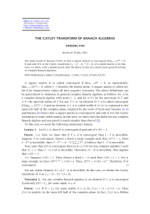 THE CAYLEY TRANSFORM OF BANACH ALGEBRAS ZHIDONG PAN