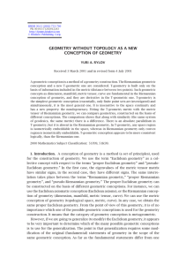 GEOMETRY WITHOUT TOPOLOGY AS A NEW CONCEPTION OF GEOMETRY YURI A. RYLOV
