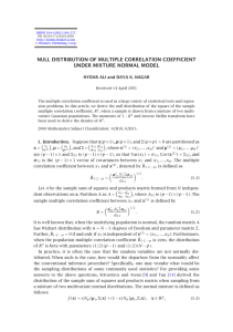NULL DISTRIBUTION OF MULTIPLE CORRELATION COEFFICIENT UNDER MIXTURE NORMAL MODEL