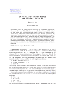 ON THE RELATION BETWEEN MOORE’S AND PENROSE’S CONDITIONS GAOXIONG GAN