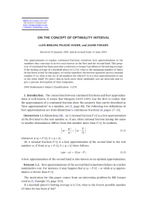 ON THE CONCEPT OF OPTIMALITY INTERVAL