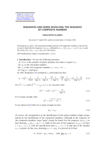 SEQUENCES AND SERIES INVOLVING THE SEQUENCE OF COMPOSITE NUMBERS PANAYIOTIS VLAMOS