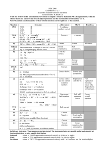 NZIC 2006 CHEMISTRY - 2.7 (Describe oxidation-reduction reactions) ASSESSMENT SCHEDULE