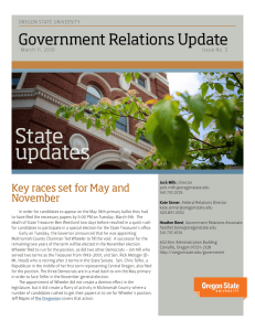 State updates Government Relations Update Key races set for May and