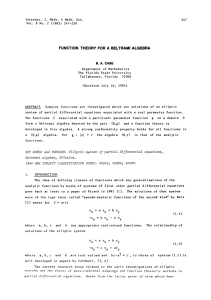 BELTRAMI FUNCTION THEORY FOR A ALGEBRA