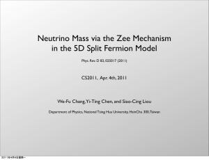 Neutrino Mass via the Zee Mechanism CS2011,  Apr. 4th, 2011