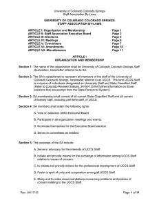 University of Colorado Colorado Springs Staff Association By-Laws STAFF ASSOCIATION BY-LAWS