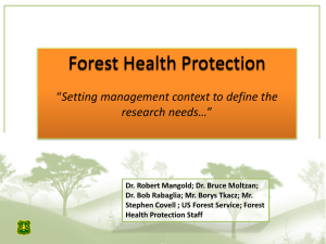 Forest Health Protection  Setting management context to define the research needs…