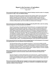 Report to the Secretary of Agriculture Forestry Research Advisory Council  August 2012