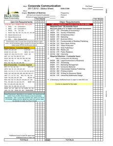 Corporate Communication 2011-2012 - Status Sheet Bachelor of Science