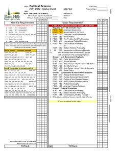 Political Science 2011-2012 - Status Sheet Bachelor of Science