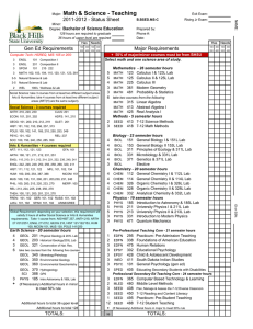 Math &amp; Science - Teaching 2011-2012 - Status Sheet