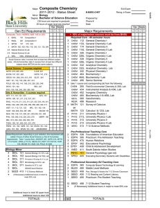 Composite Chemistry 2011-2012 - Status Sheet Bachelor of Science Education