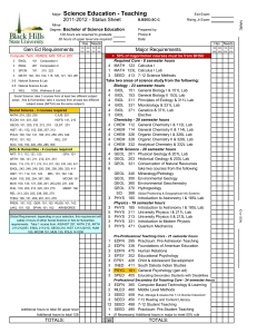 Science Education - Teaching 2011-2012 - Status Sheet Bachelor of Science Education