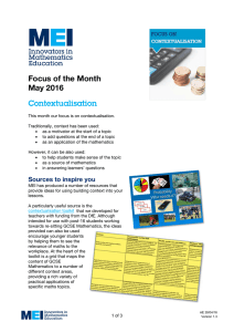 Focus of the Month May 2016 Contextualisation
