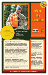 Dr. Kevin S. McKelvey Ecologist Most Exciting Discovery Important Scientist Characteristics
