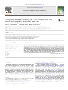 Linking heavy metal bioavailability (Cd, Cu, Zn and Pb) in... needles to soil properties in reclaimed mine areas