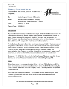 Planning Department Memo – Interim Move of Edward Johnson PS Students Report #2