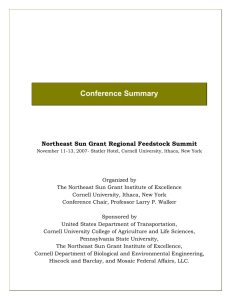 Conference Summary  Northeast Sun Grant Regional Feedstock Summit