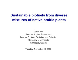 Sustainable biofuels from diverse mixtures of native prairie plants