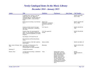 Newly Cataloged Items In the Music Library Author Title
