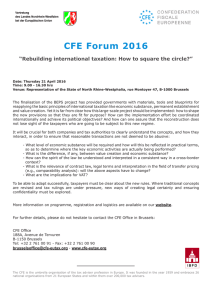 CFE Forum 2016 “Rebuilding international taxation: How to square the circle?”