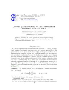 Ann. Funct. Anal. 3 (2012), no. 1, 19–31 INVARIANT FUNCTION SPACE